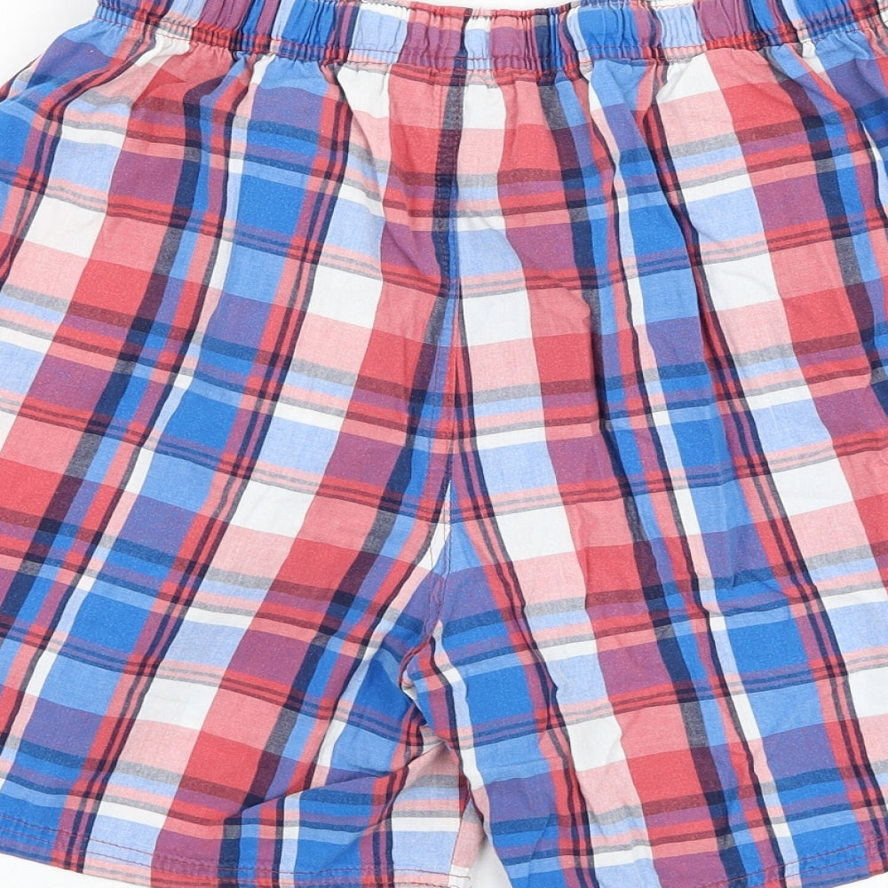 Cedar Wood State Mens Blue Check Polyester Sweat Shorts Size M L6 in Regular