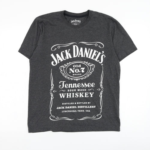NEXT Mens Grey  Polyester  T-Shirt Size M Round Neck  - Jack Daniels
