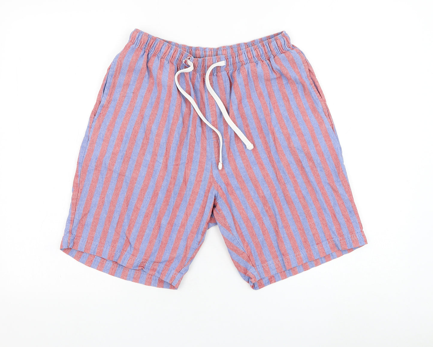 Matalan Mens Red Striped Cotton Sweat Shorts Size M L8 in Regular Drawstring