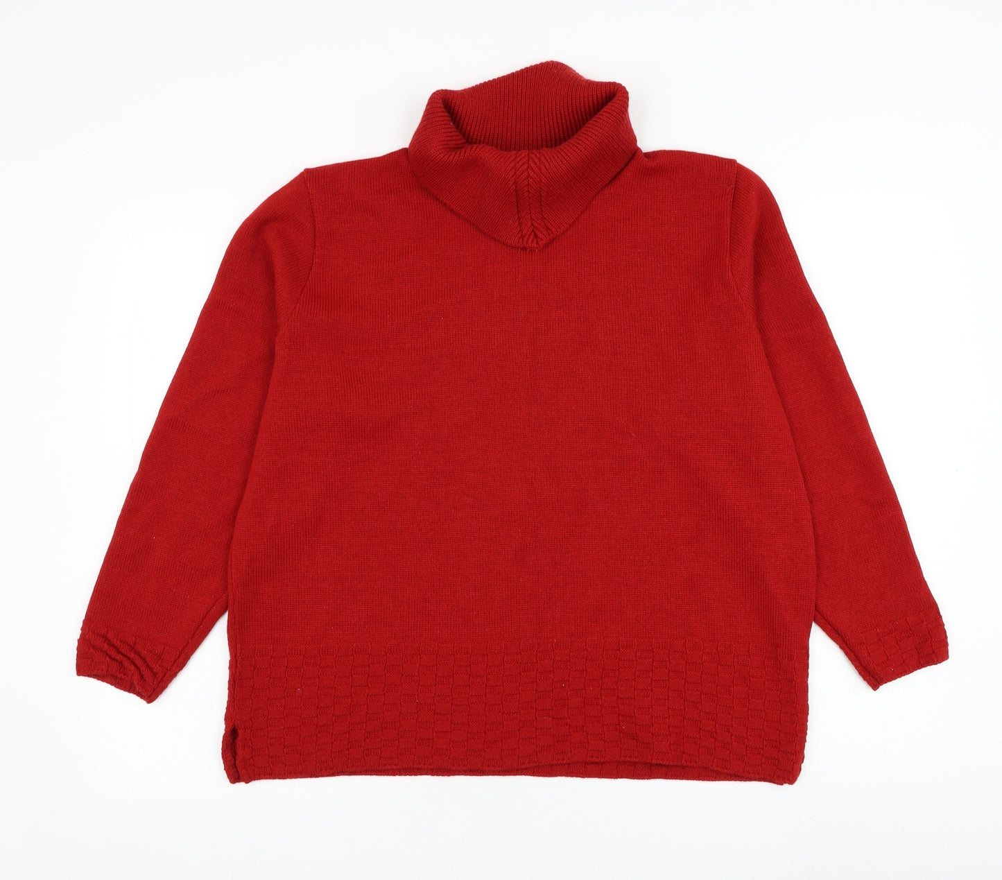 Bonmarché Womens Red Roll Neck  Acrylic Pullover Jumper Size XL