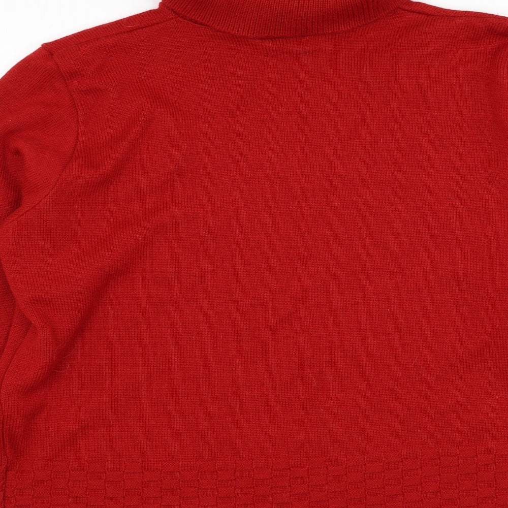 Bonmarché Womens Red Roll Neck  Acrylic Pullover Jumper Size XL