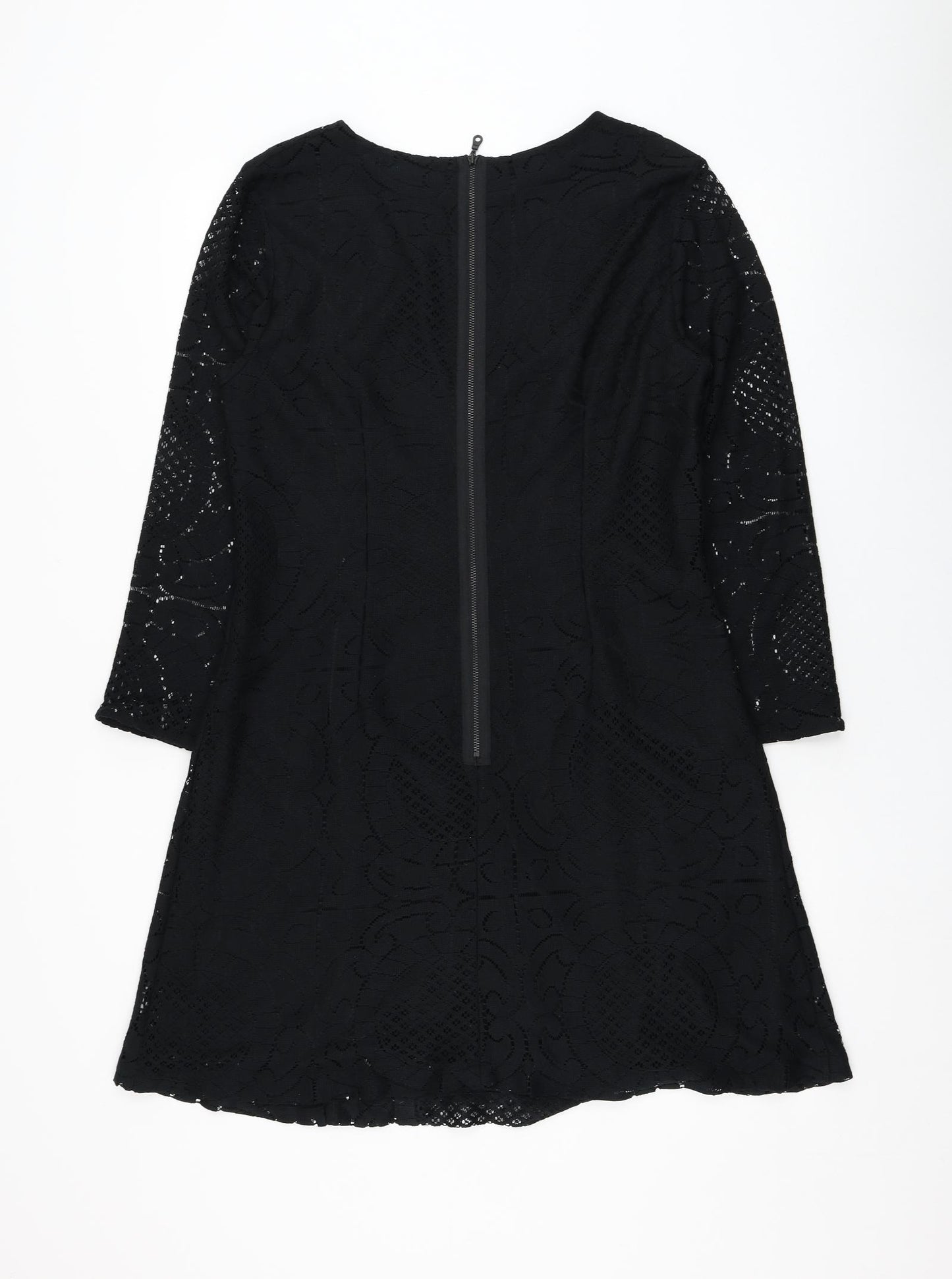 Dunnes Stores Womens Black  Polyester Shirt Dress  Size 14  Round Neck Zip