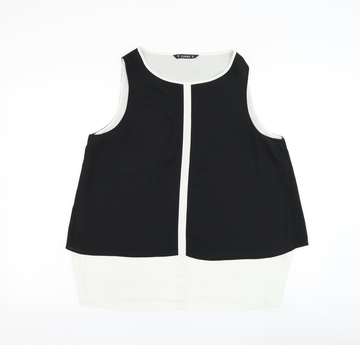 Dunnes Stores Womens Black  Polyester Basic Blouse Size 14 Round Neck