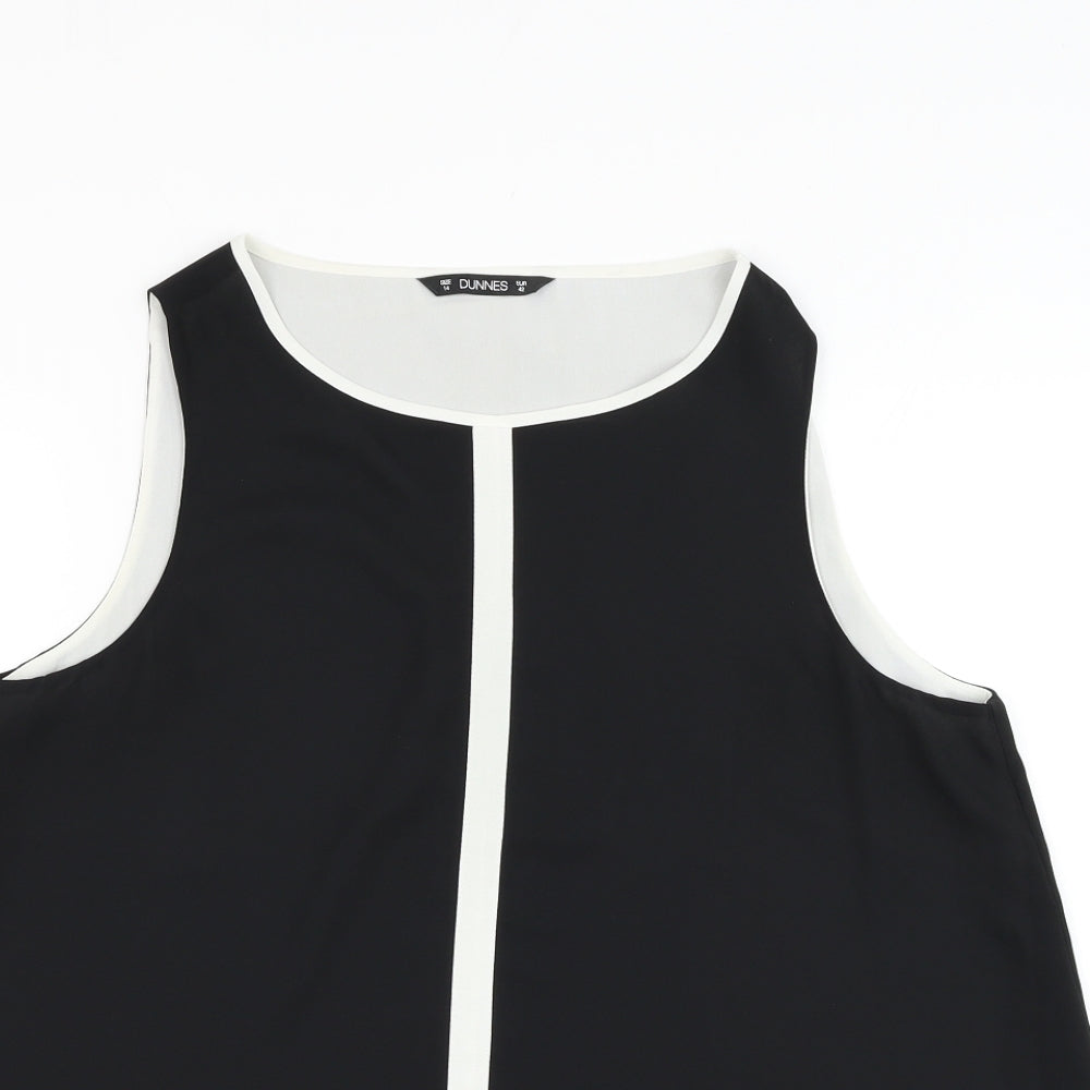 Dunnes Stores Womens Black  Polyester Basic Blouse Size 14 Round Neck