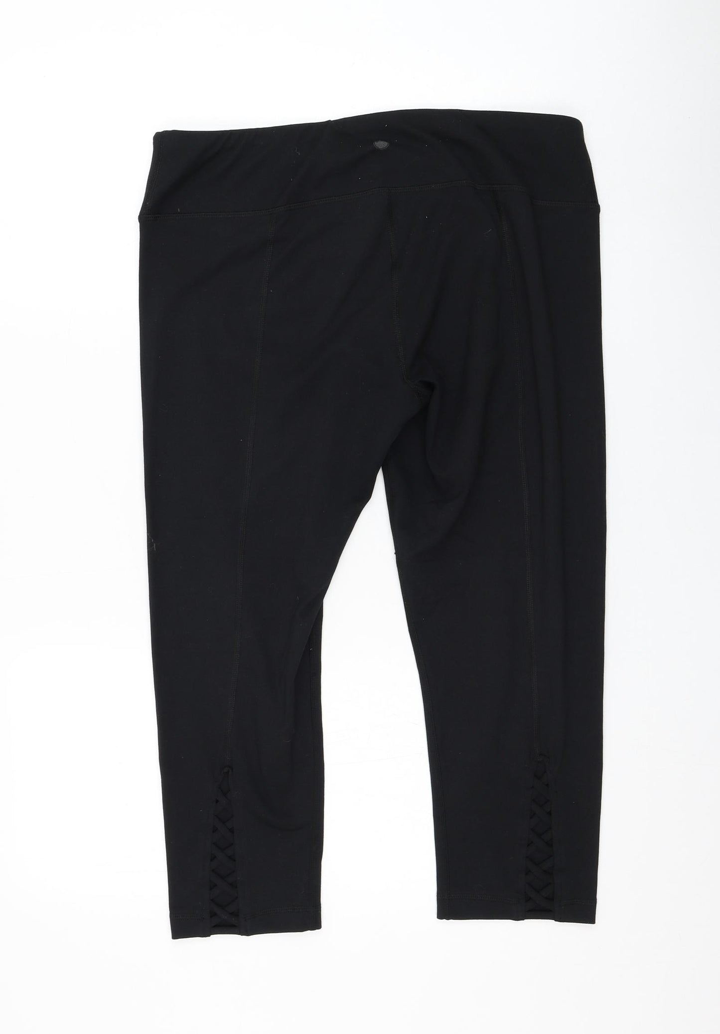 Yogalicious Womens Black  Polyester Cropped Leggings Size XL L23 in Regular Pullover