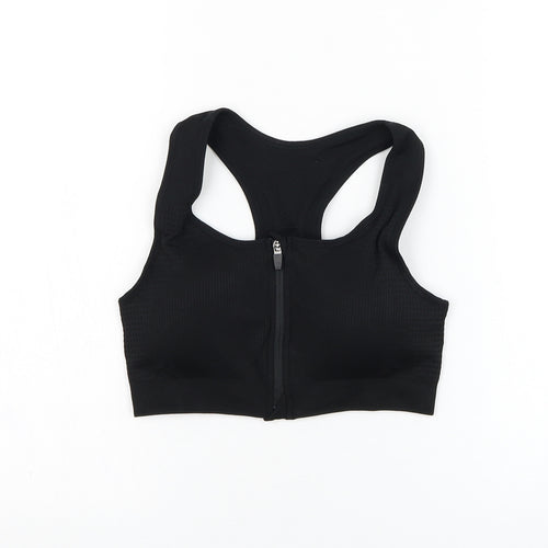 Crivit Womens Black  Polyamide Cropped Tank Size 16 Round Neck Zip - Sports bra