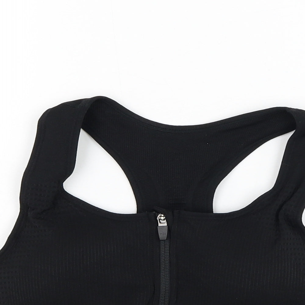 Crivit Womens Black  Polyamide Cropped Tank Size 16 Round Neck Zip - Sports bra