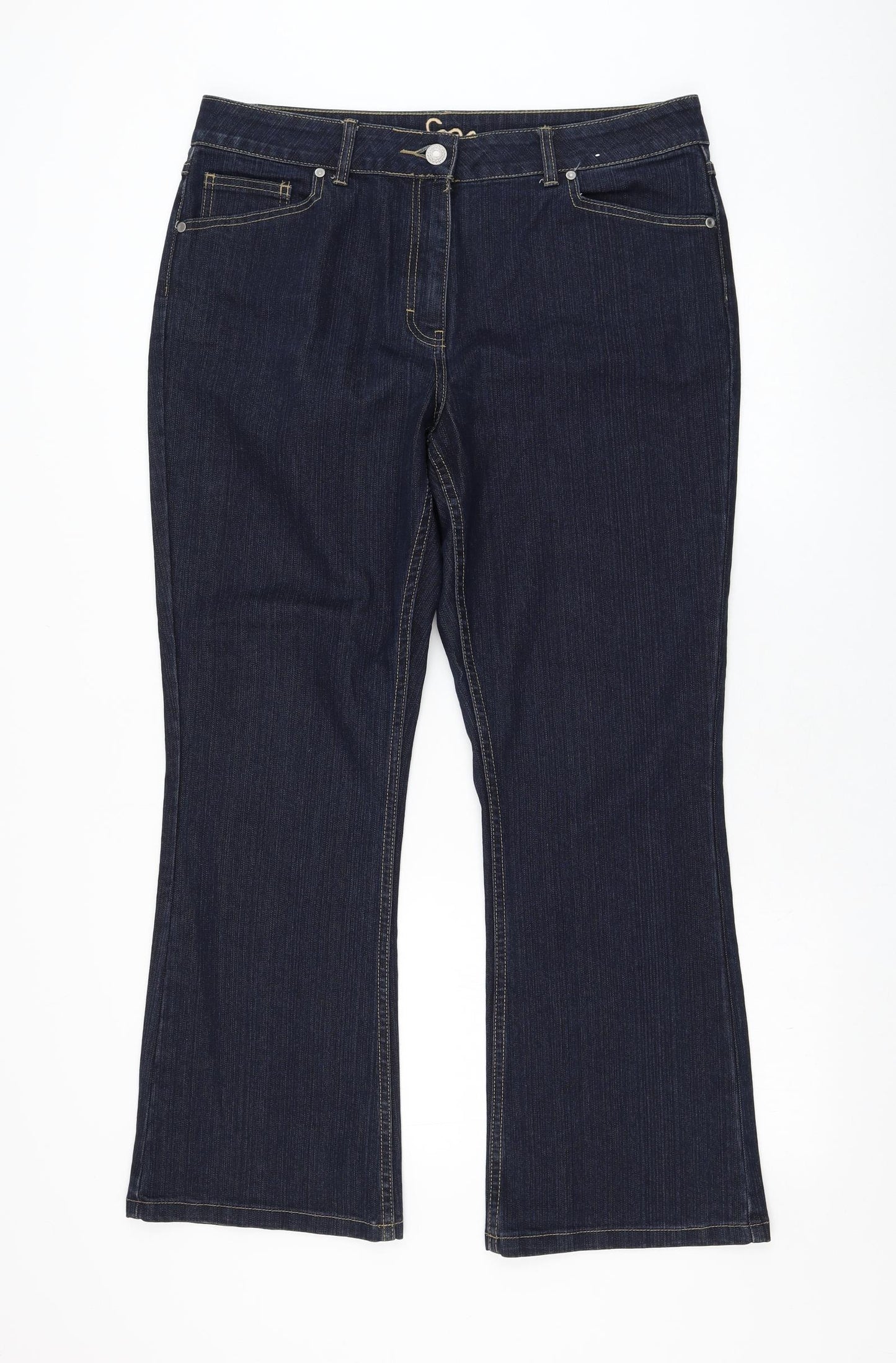 Soon Womens Blue  Cotton Bootcut Jeans Size 16 L29 in Regular Zip