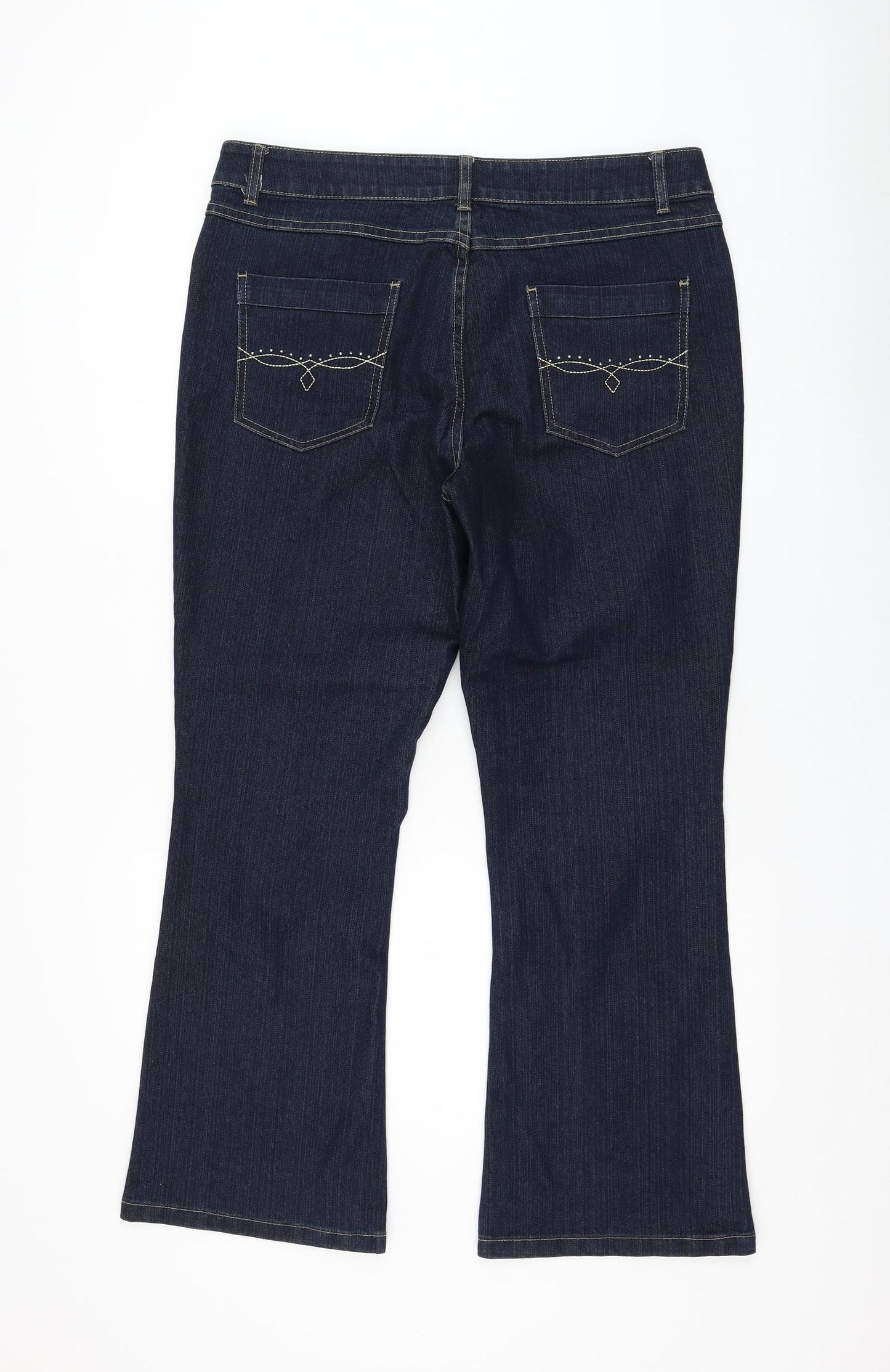 Soon Womens Blue  Cotton Bootcut Jeans Size 16 L29 in Regular Zip