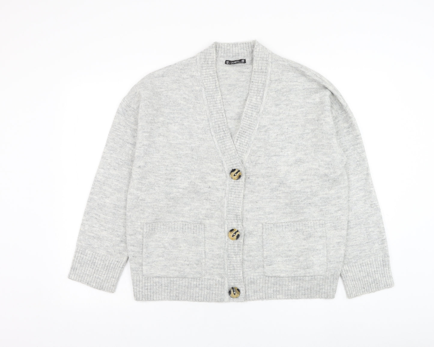 Dunnes Stores Womens Grey V-Neck  Acrylic Cardigan Jumper Size M