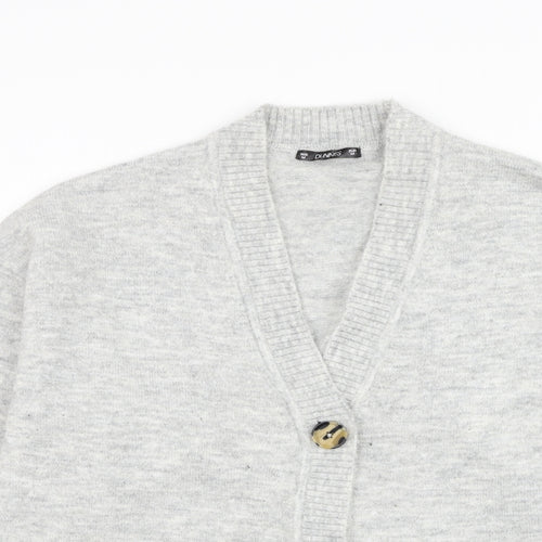 Dunnes Stores Womens Grey V-Neck  Acrylic Cardigan Jumper Size M