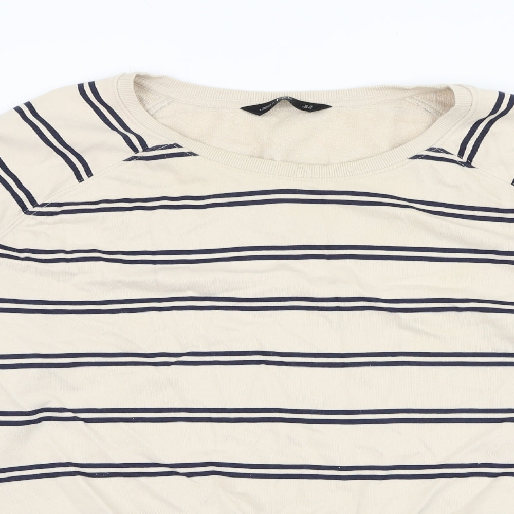 F&F Womens Beige Striped Cotton Pullover Sweatshirt Size 16  Pullover - Knot front