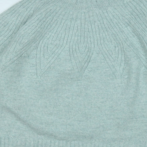 Marks and Spencer Womens Green Mock Neck  Cotton Pullover Jumper Size L