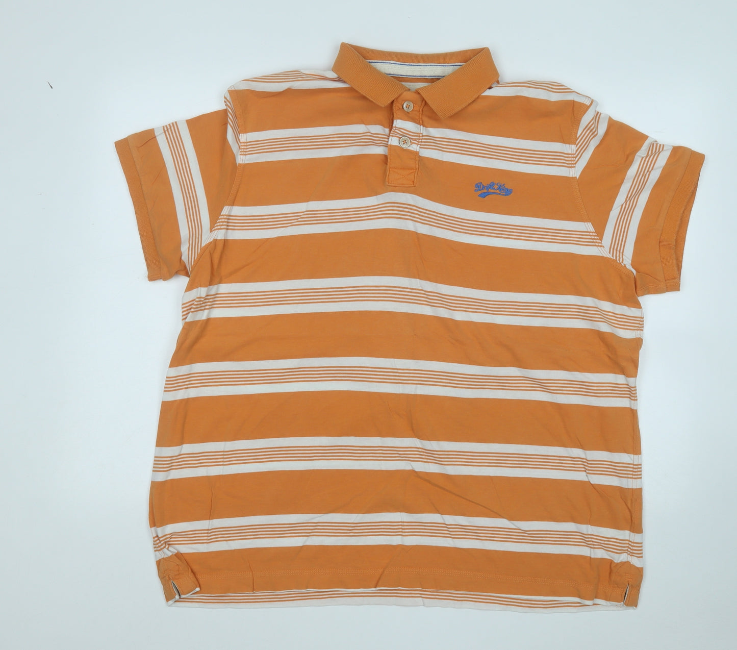 drift king Mens Orange Striped Cotton  Polo Size 2XL Collared