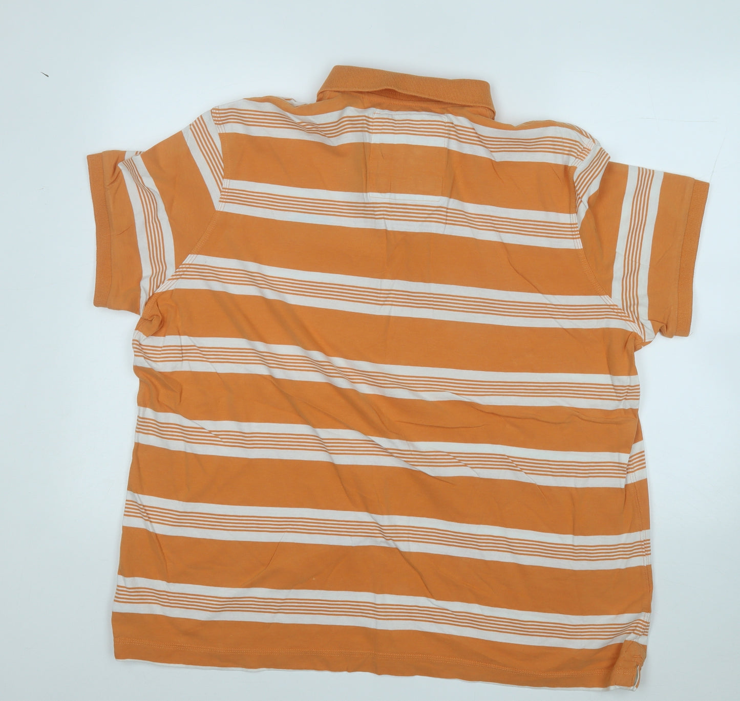 drift king Mens Orange Striped Cotton  Polo Size 2XL Collared