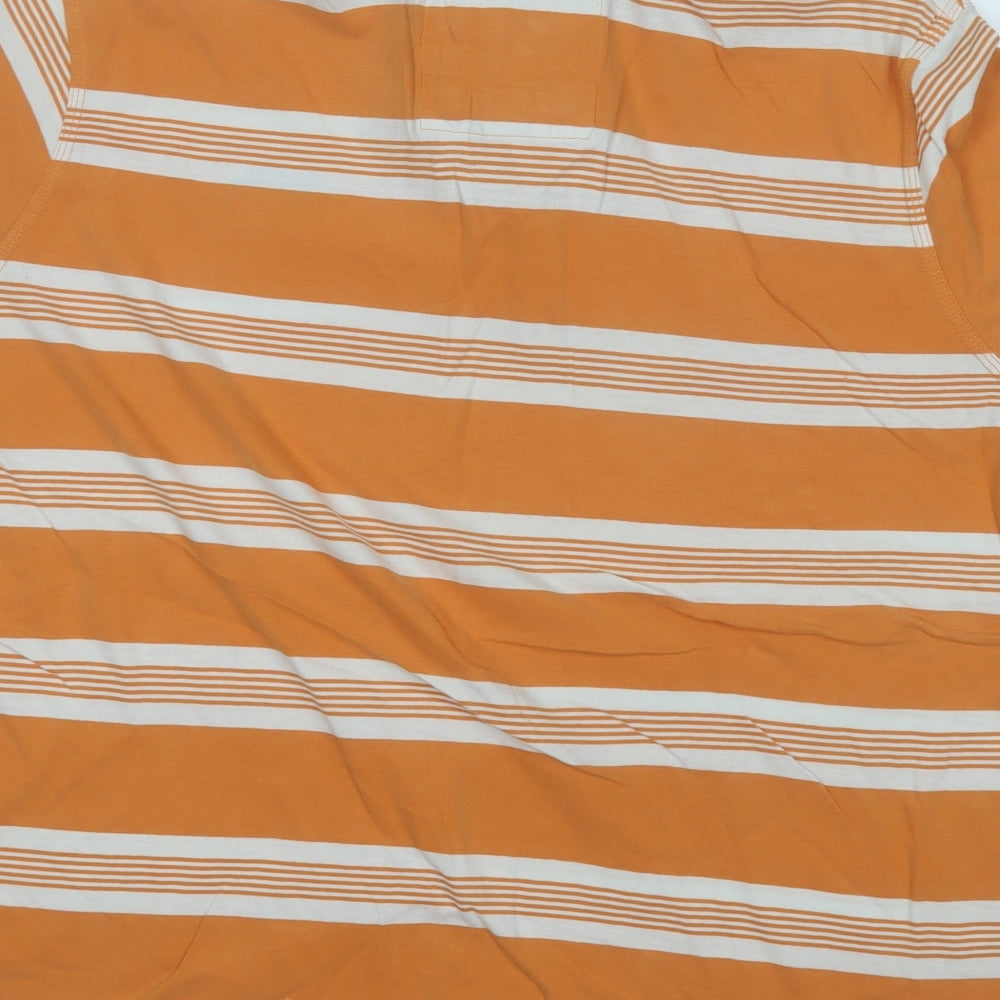 drift king Mens Orange Striped Cotton  Polo Size 2XL Collared