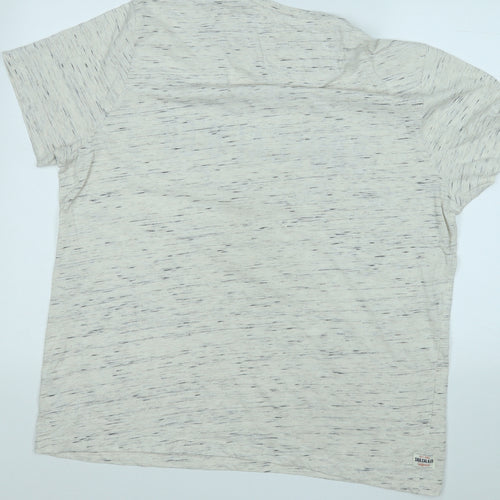 SoulCal&Co Mens White Geometric Cotton  T-Shirt Size 2XL Round Neck