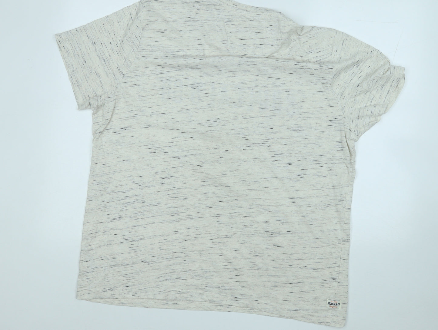 SoulCal&Co Mens White Geometric Cotton  T-Shirt Size 2XL Round Neck