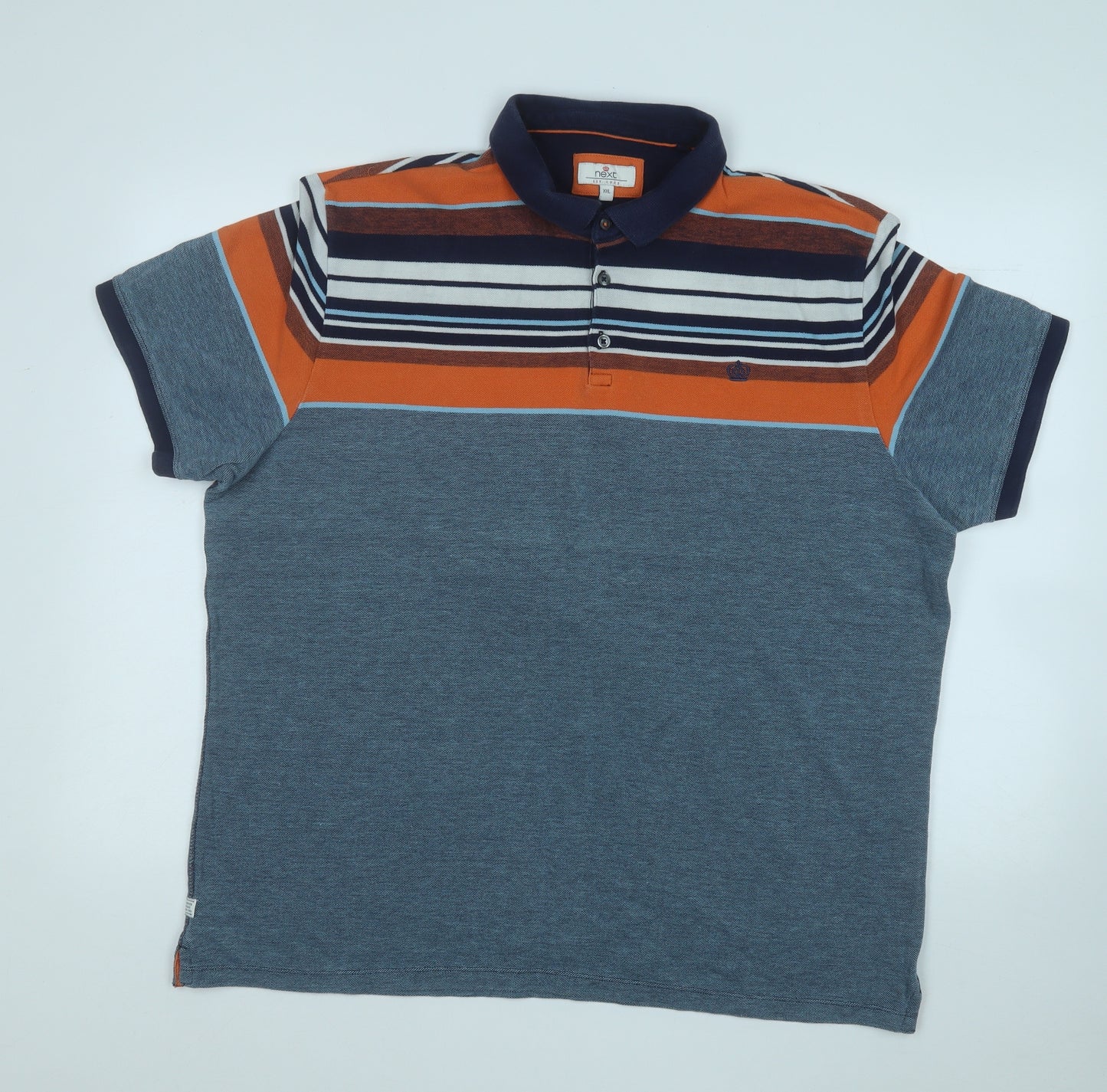 NEXT Mens Multicoloured Striped Cotton  Polo Size 2XL Collared