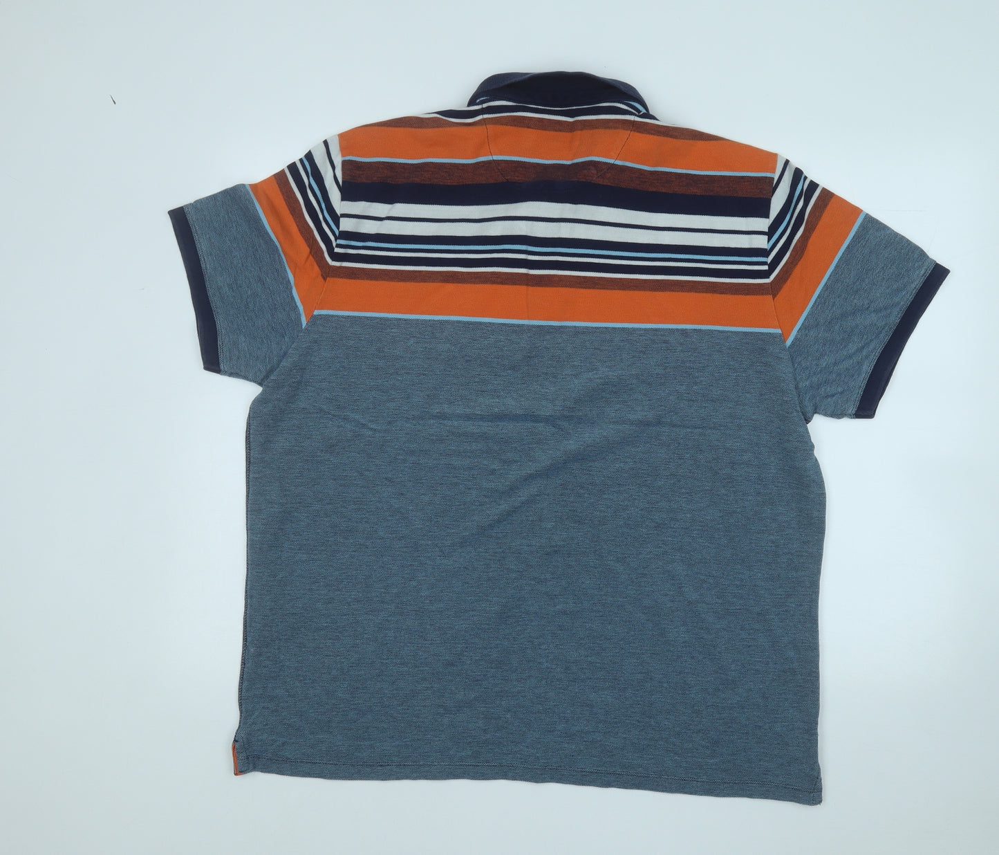 NEXT Mens Multicoloured Striped Cotton  Polo Size 2XL Collared