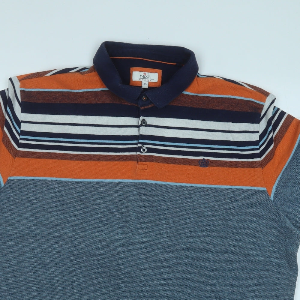 NEXT Mens Multicoloured Striped Cotton  Polo Size 2XL Collared
