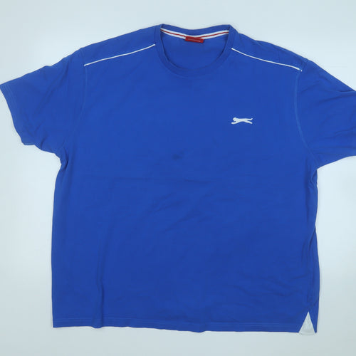 Slazenger Mens Blue  Cotton  T-Shirt Size 3XL Round Neck