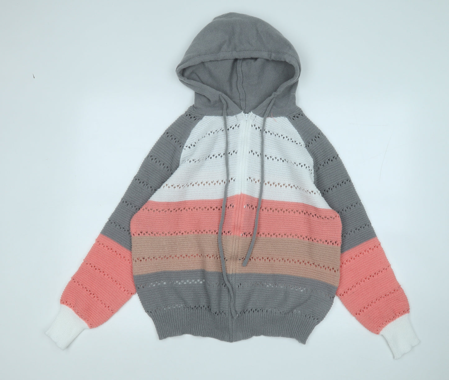 SheIn Womens Multicoloured Round Neck  Polyester Full Zip Jumper Size L
