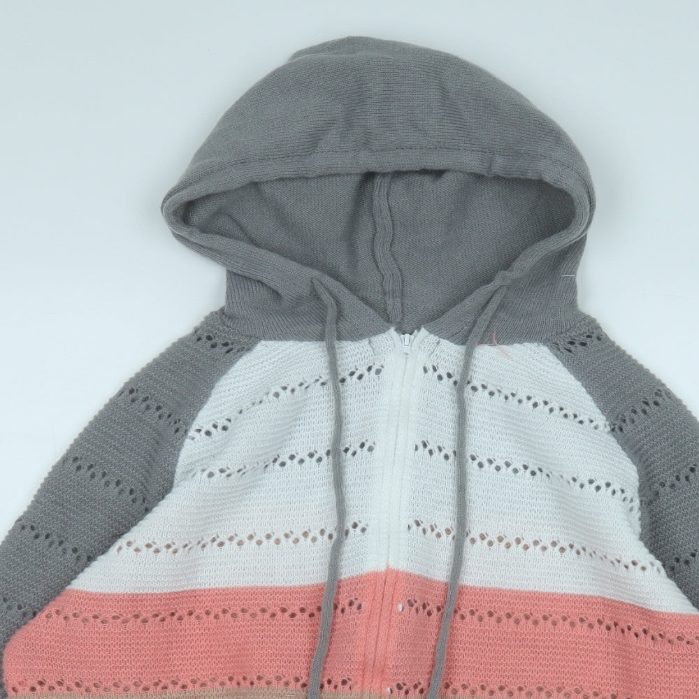 SheIn Womens Multicoloured Round Neck  Polyester Full Zip Jumper Size L