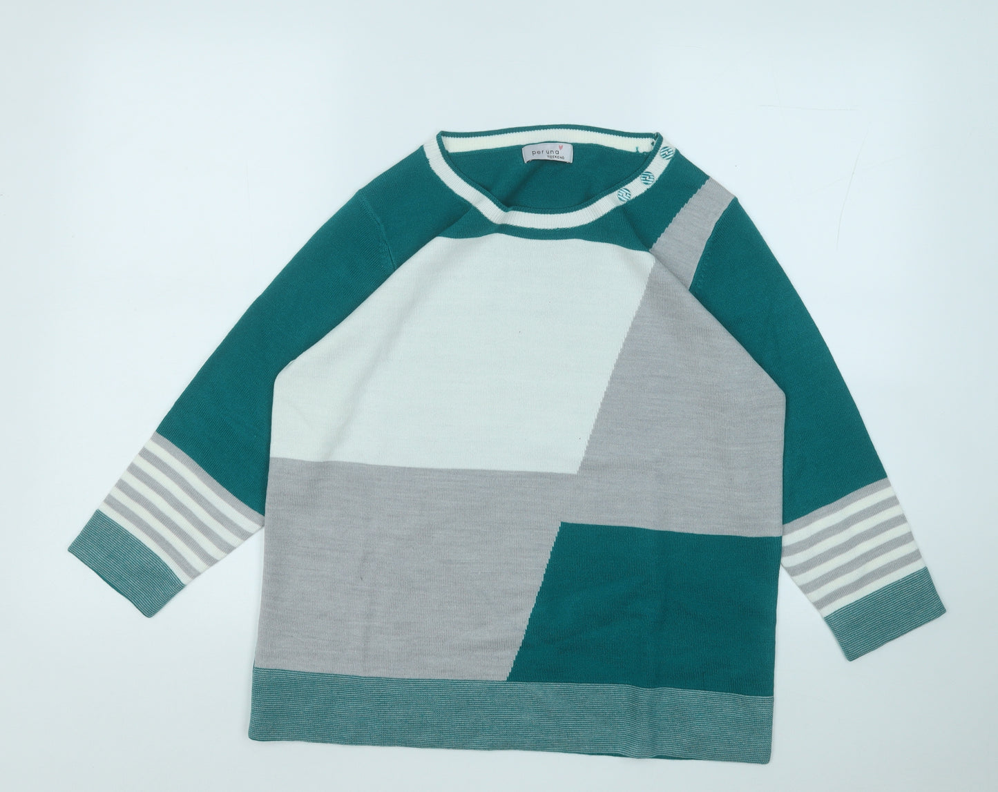 Marks and Spencer Womens Multicoloured Round Neck  Acrylic Pullover Jumper Size 14