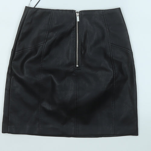 New Look Womens Black  Polyester A-Line Skirt Size 8
