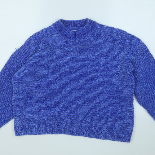 lefties Womens Blue Mock Neck  Polyester Pullover Jumper Size M