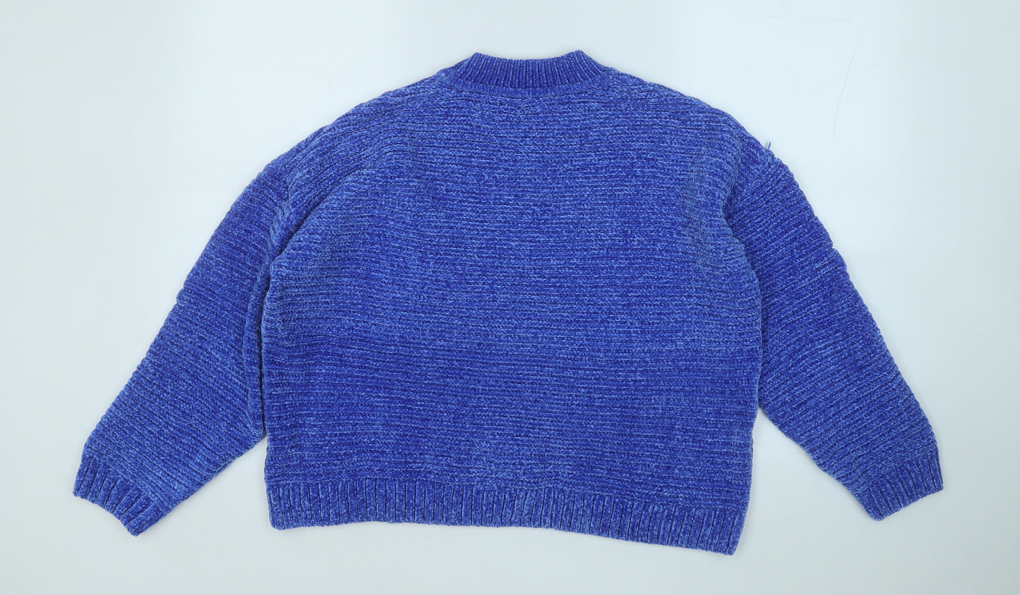 lefties Womens Blue Mock Neck  Polyester Pullover Jumper Size M