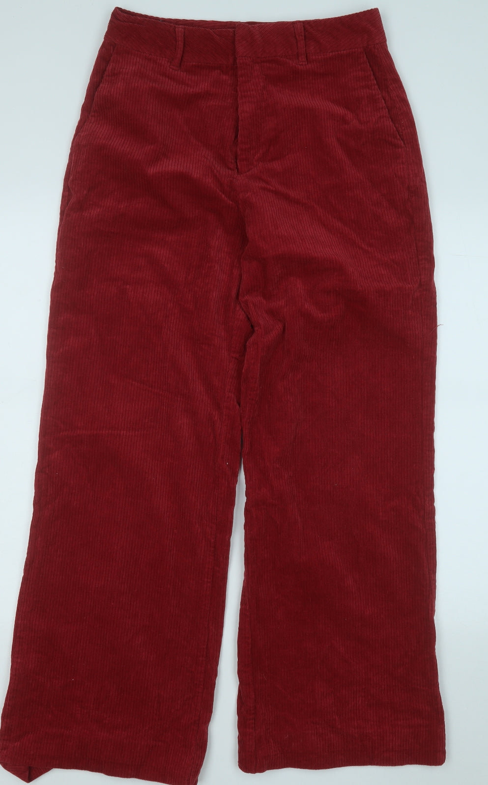 Pull&Bear Womens Red  Cotton Trousers  Size 10 L29 in Regular  - Ribbed