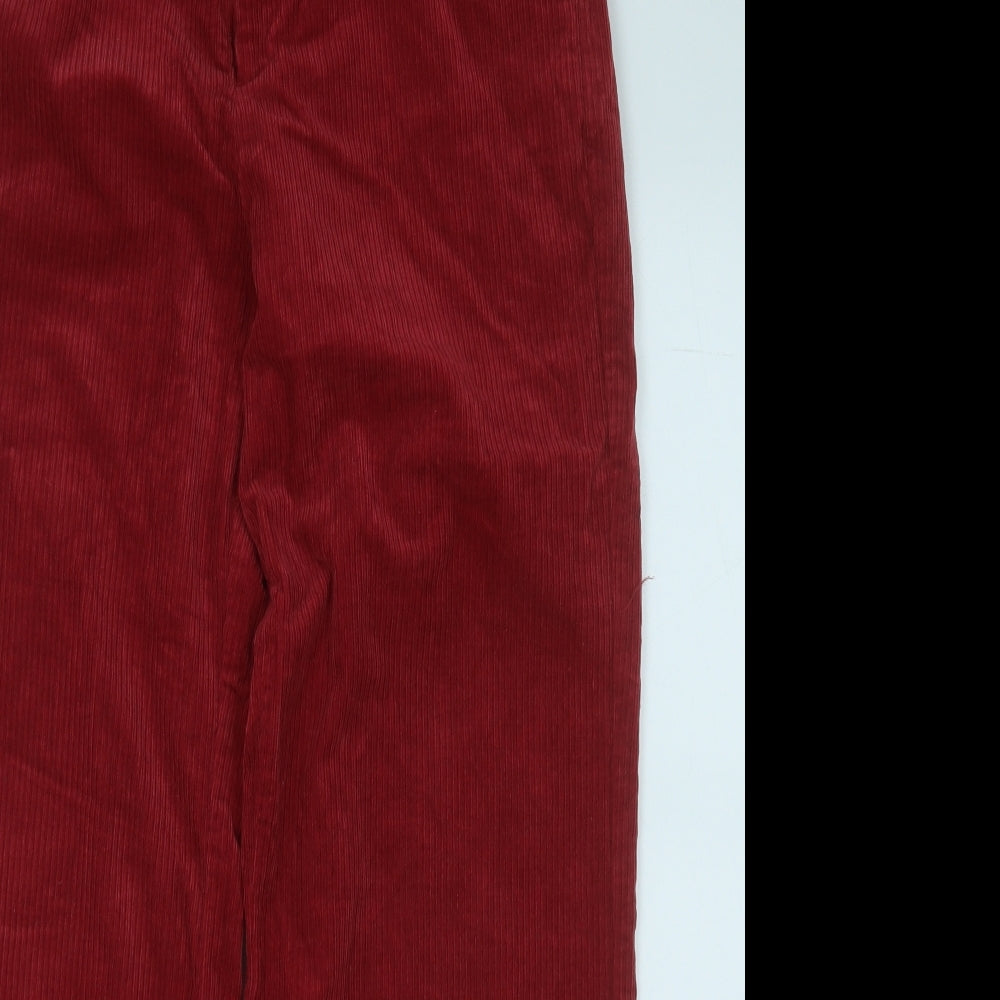 Pull&Bear Womens Red  Cotton Trousers  Size 10 L29 in Regular  - Ribbed