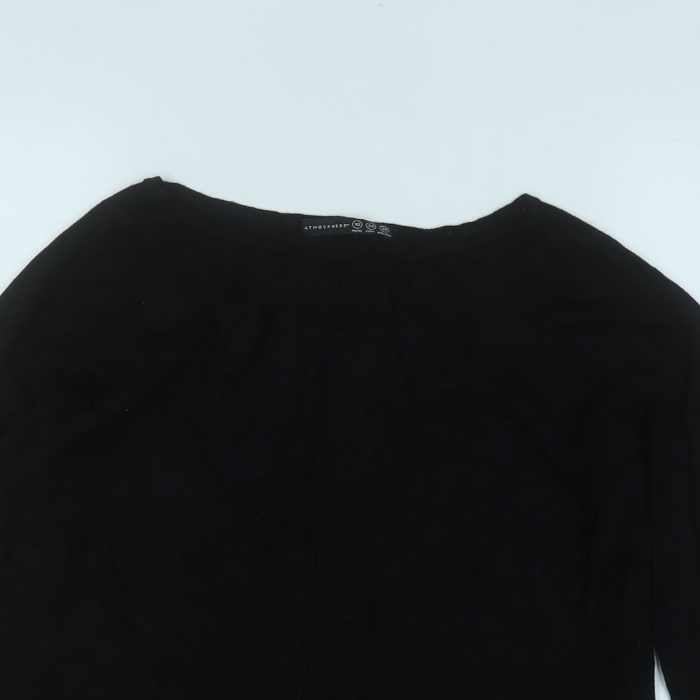 Atmosphere Womens Black Round Neck  Viscose Pullover Jumper Size 10