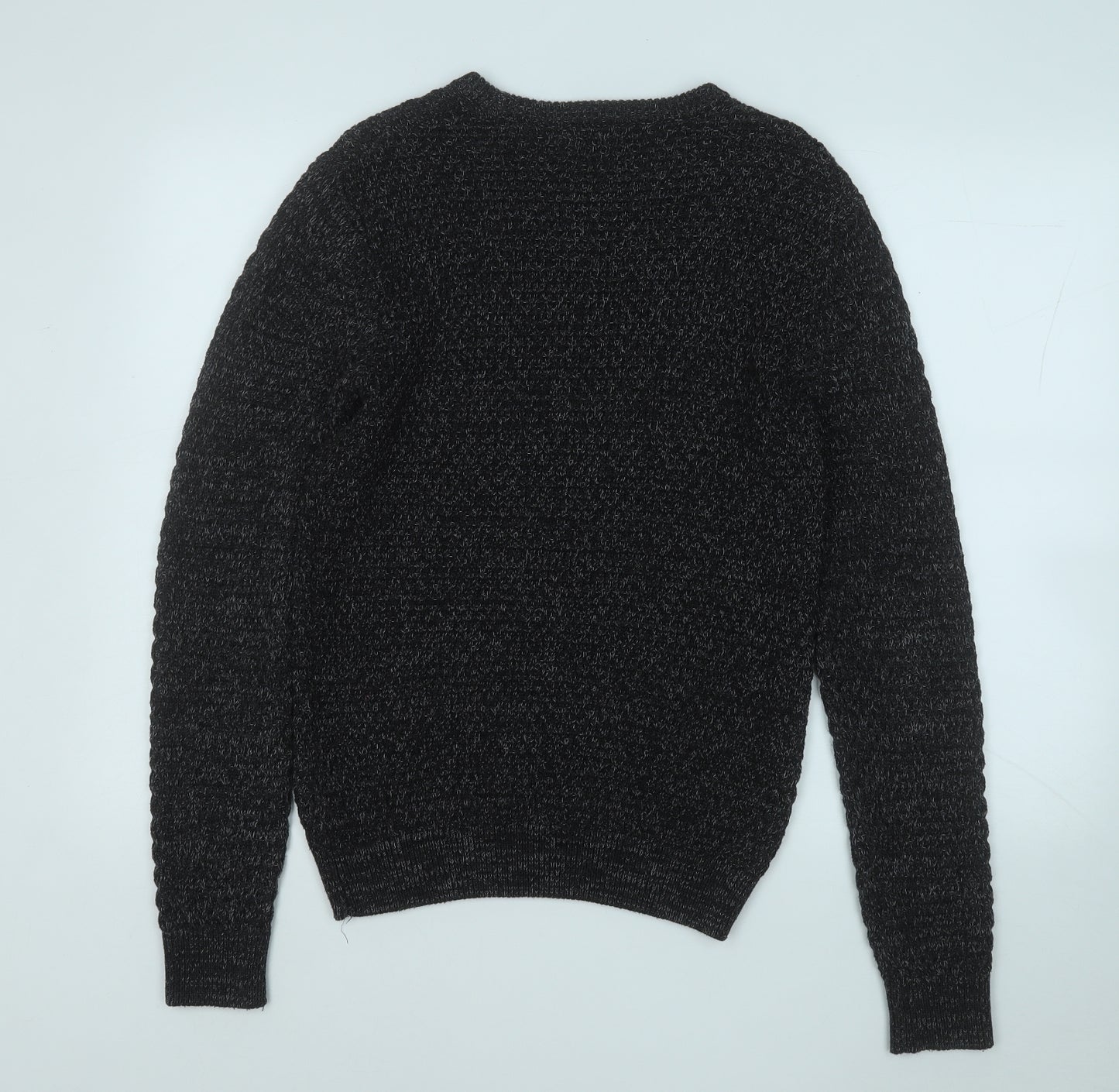 Primark Mens Black Round Neck  Cotton Pullover Jumper Size S
