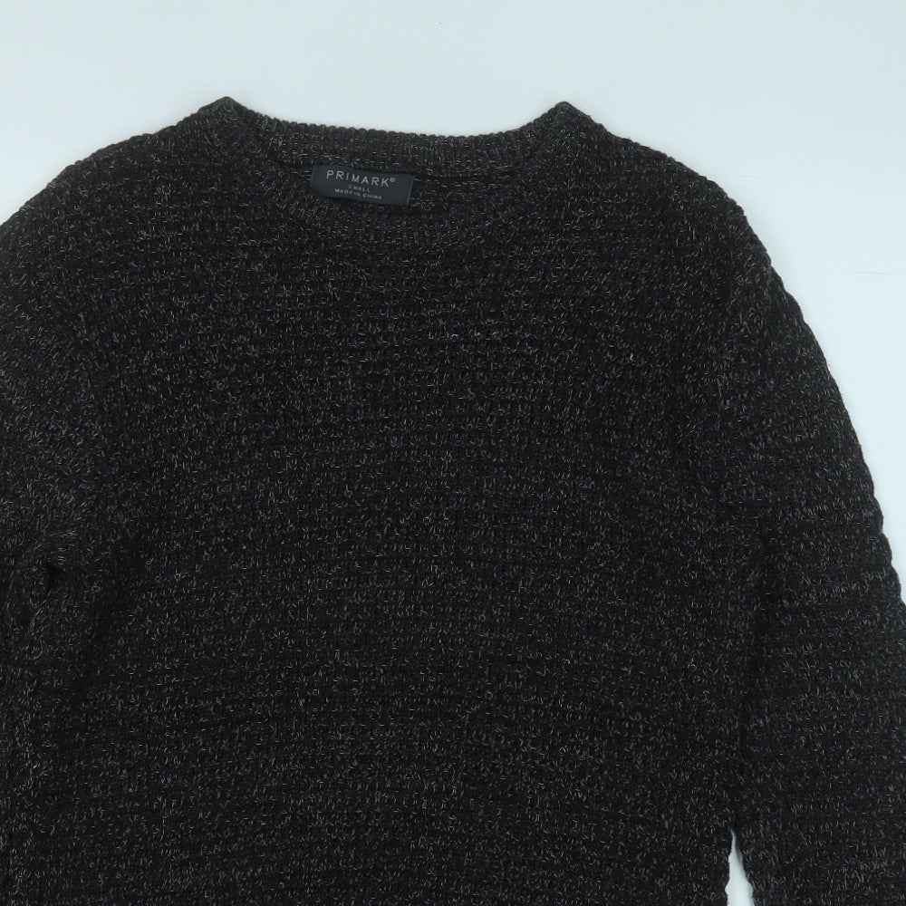 Primark Mens Black Round Neck  Cotton Pullover Jumper Size S