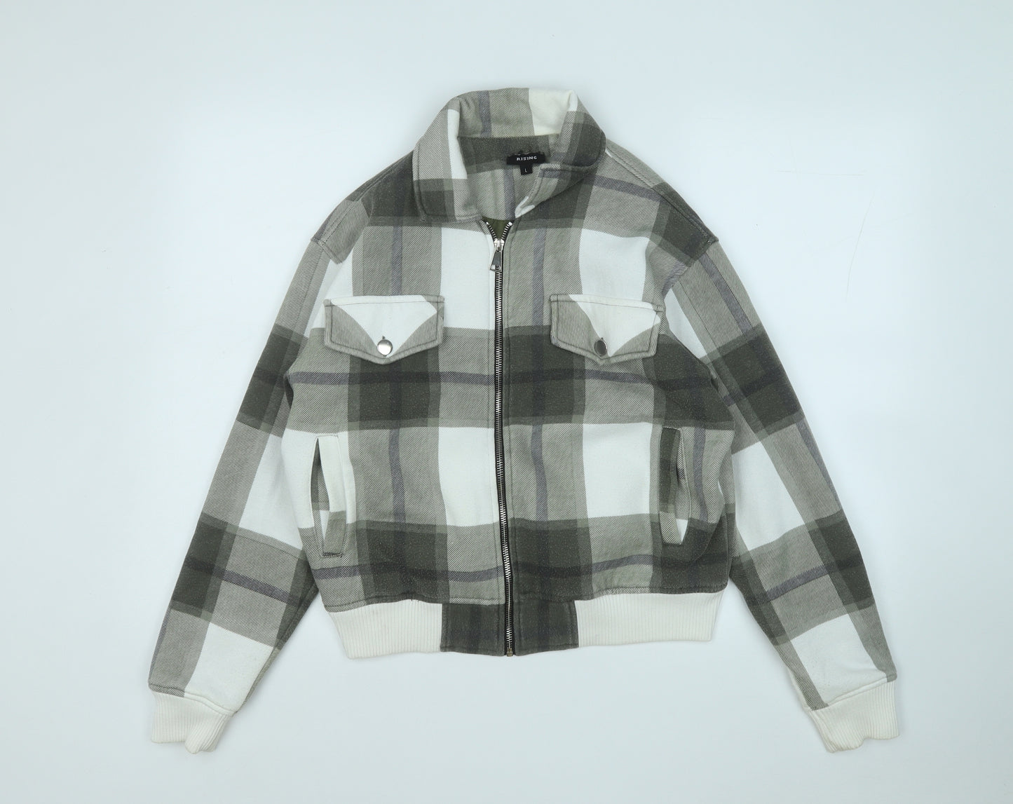 RISING Womens Green Plaid  Jacket  Size L