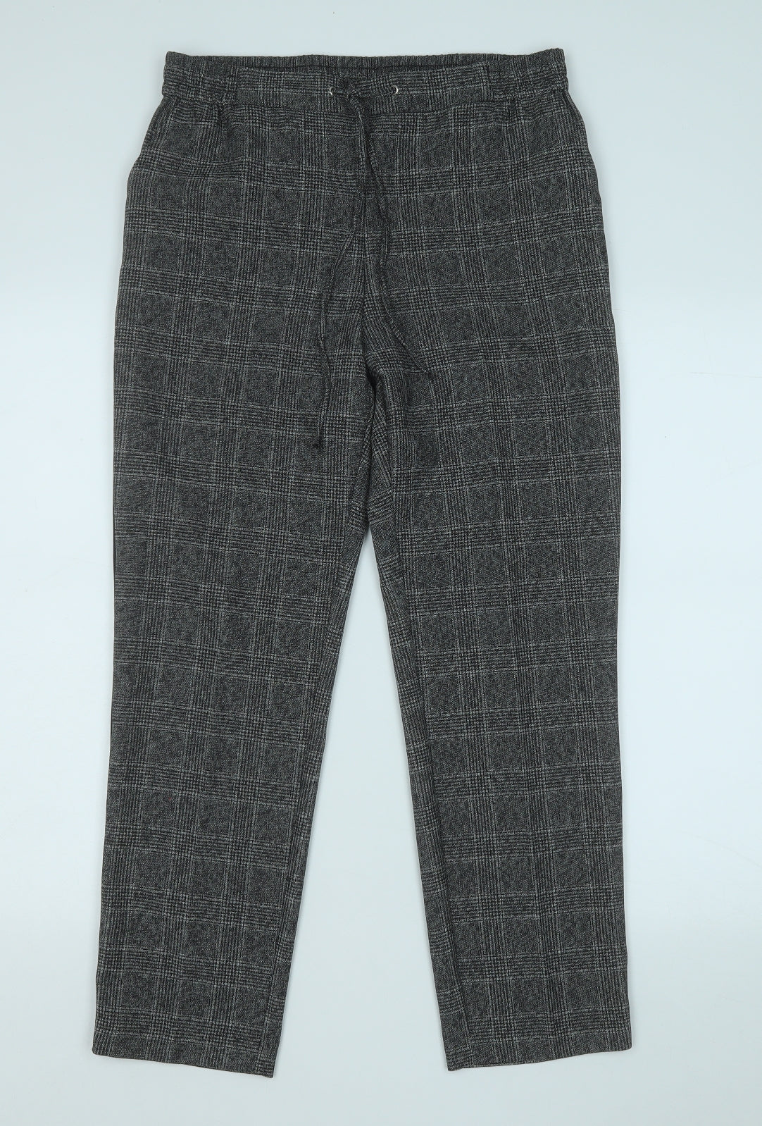 Dunnes Stores Womens Grey Plaid Polyester Trousers  Size 10 L26 in Regular