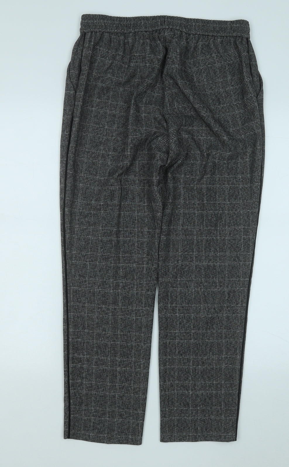 Dunnes Stores Womens Grey Plaid Polyester Trousers  Size 10 L26 in Regular