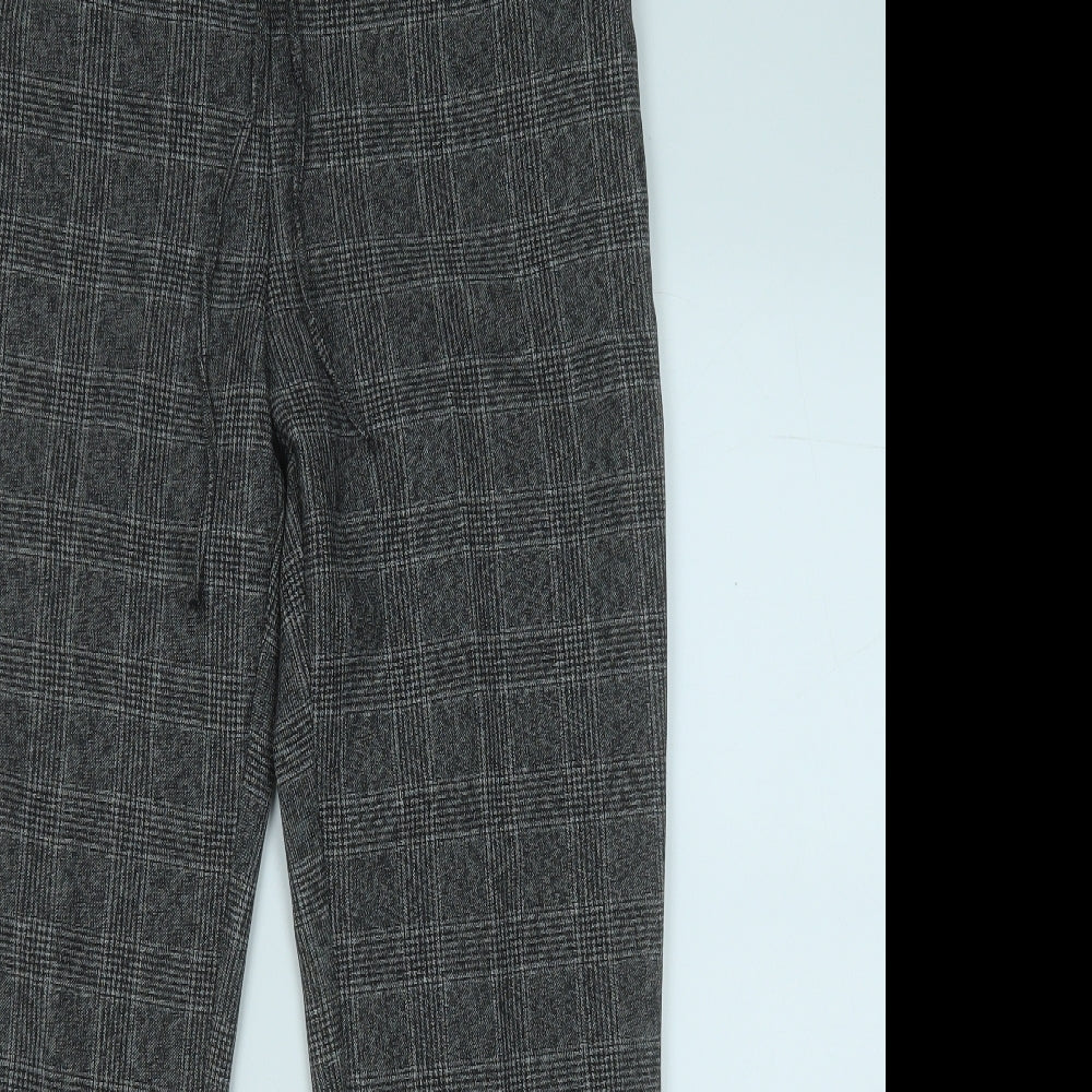Dunnes Stores Womens Grey Plaid Polyester Trousers  Size 10 L26 in Regular