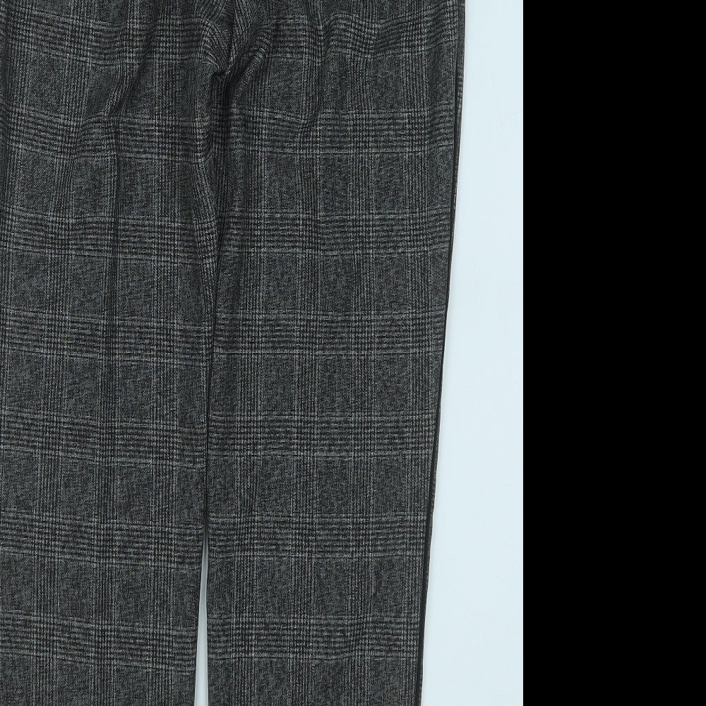 Dunnes Stores Womens Grey Plaid Polyester Trousers  Size 10 L26 in Regular