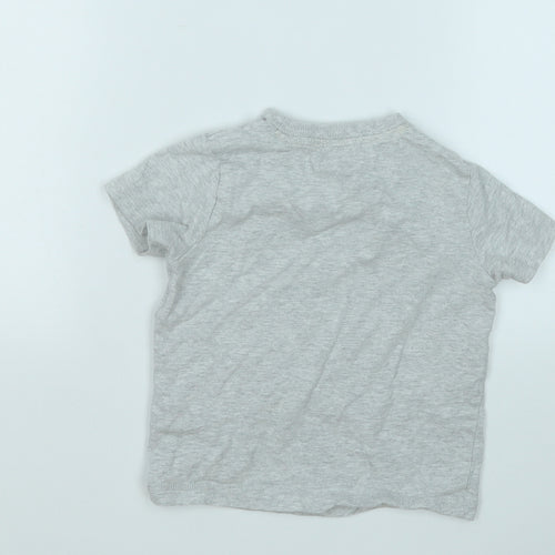 F&F Boys Grey  Cotton Basic T-Shirt Size 18-24 Months Round Neck  - Lion