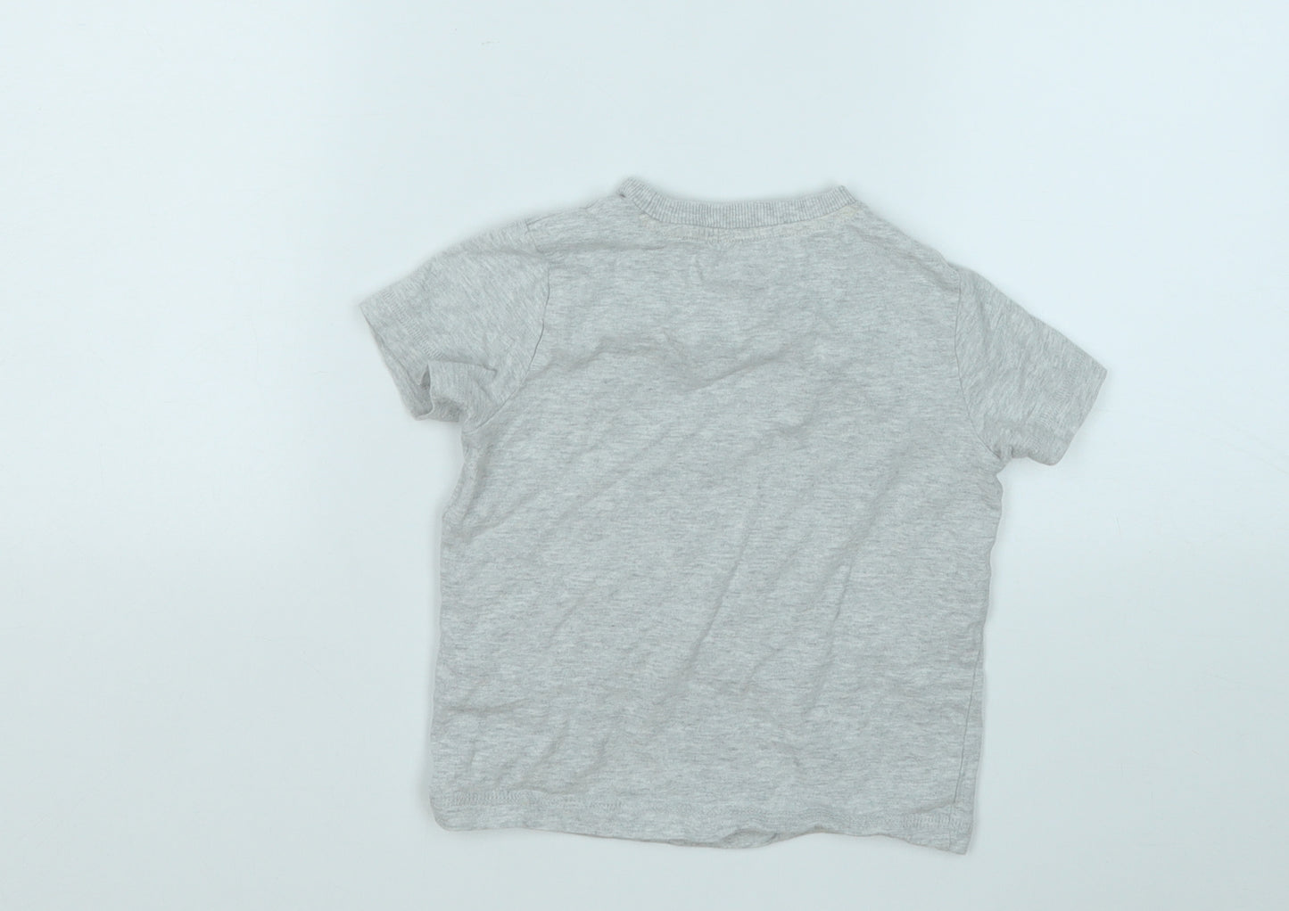 F&F Boys Grey  Cotton Basic T-Shirt Size 18-24 Months Round Neck  - Lion