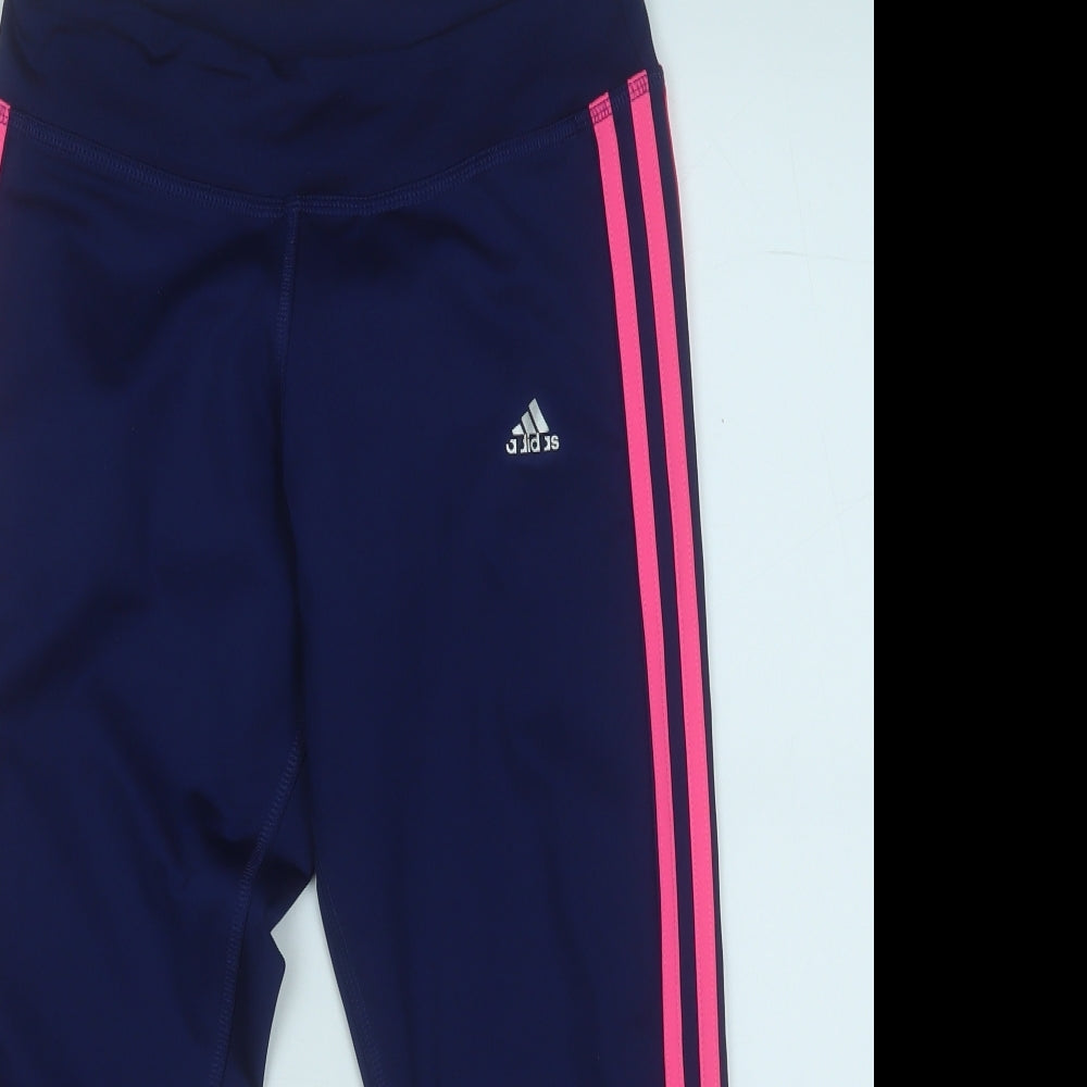 adidas Womens Blue  Polyester Jogger Trousers Size 8 L22 in Regular