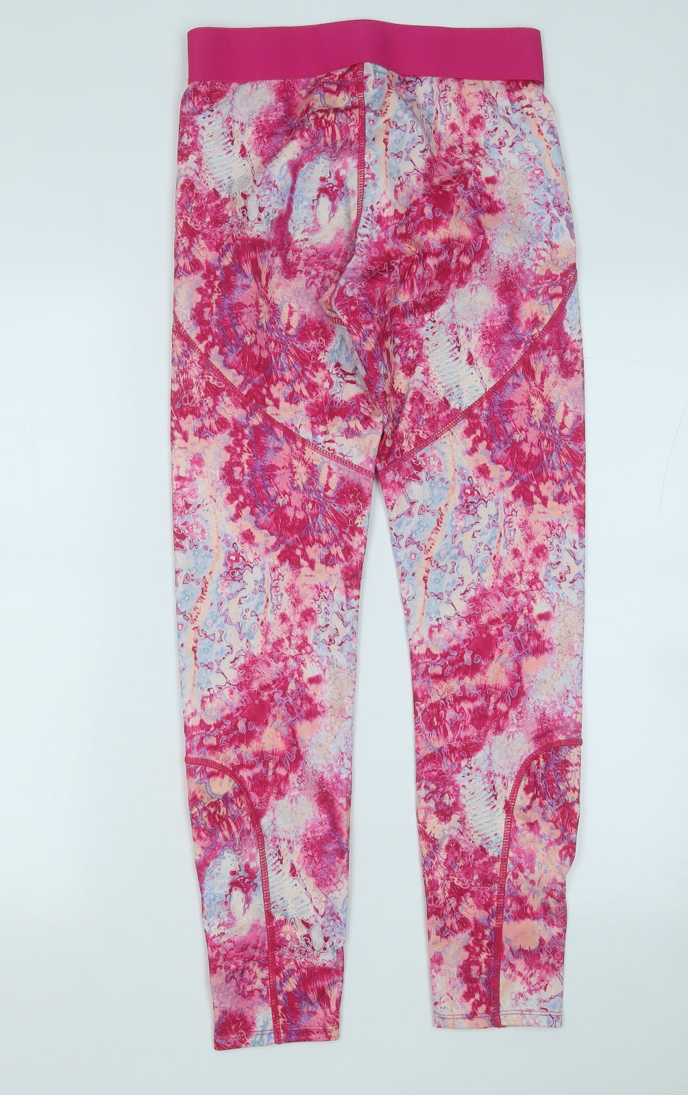 Workout Womens Pink Geometric Polyester Compression Leggings Size 10 L27 in Regular