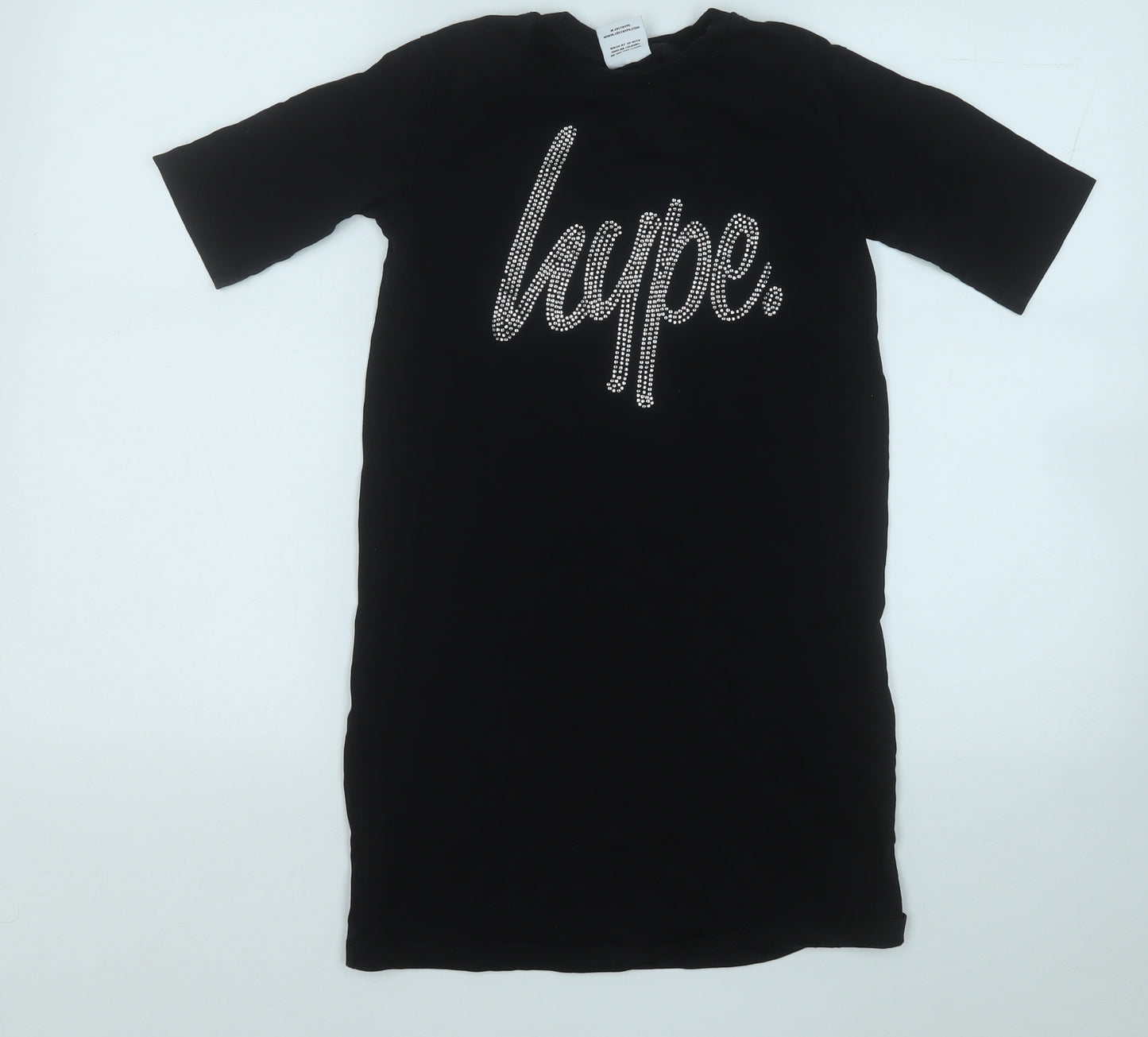Hype Girls Black  Cotton T-Shirt Dress  Size 9 Years  Round Neck