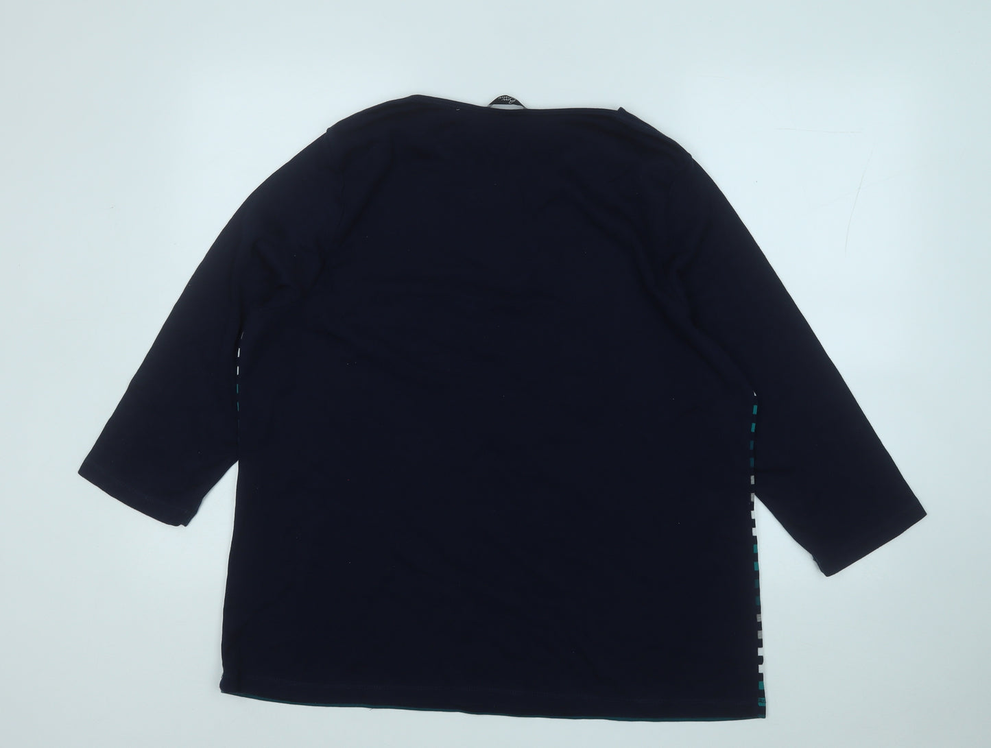 Bonmarché Womens Blue Round Neck Striped Polyester Pullover Jumper Size XL