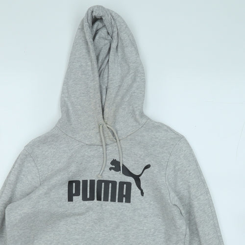 PUMA Womens Grey  Cotton Pullover Hoodie Size 12