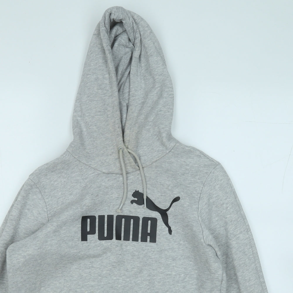 PUMA Womens Grey  Cotton Pullover Hoodie Size 12